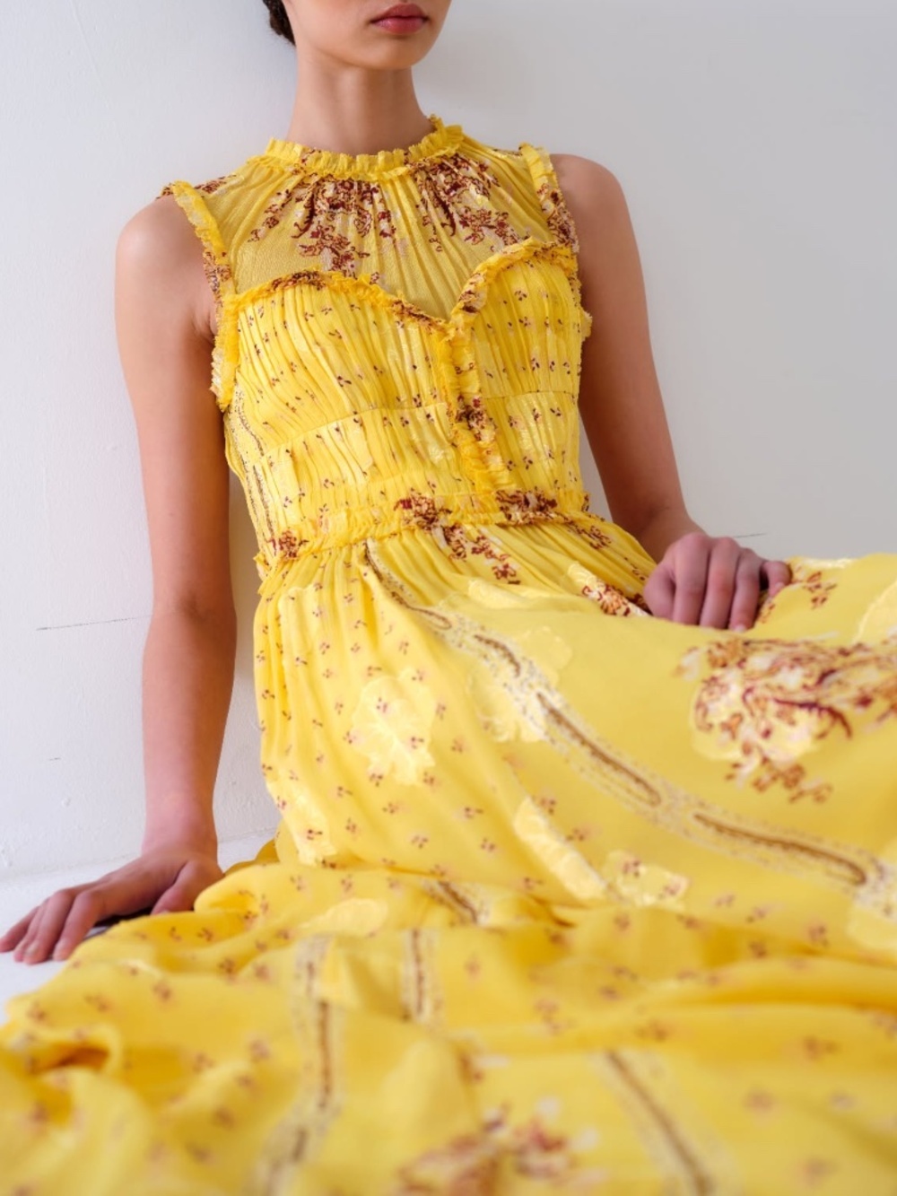 Ulla Johnson Kasia Silk Chiffon Midi Dress in Soleil Sz. 10